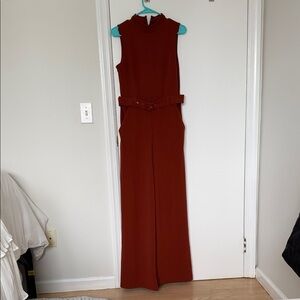 Express Rust Sleeveless Jumpsuit with Belt